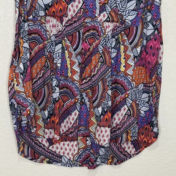 Maeve Anthropologie Top Womens Medium Button Front Sleeveless Boho Print Blouse - Picture 5 of 8
